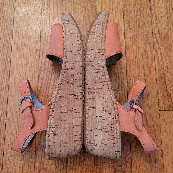 Eddie‎ Bauer Cork Wedge Sandals 8.5 Orange KARA Summer Shoes - Picture 4 of 7